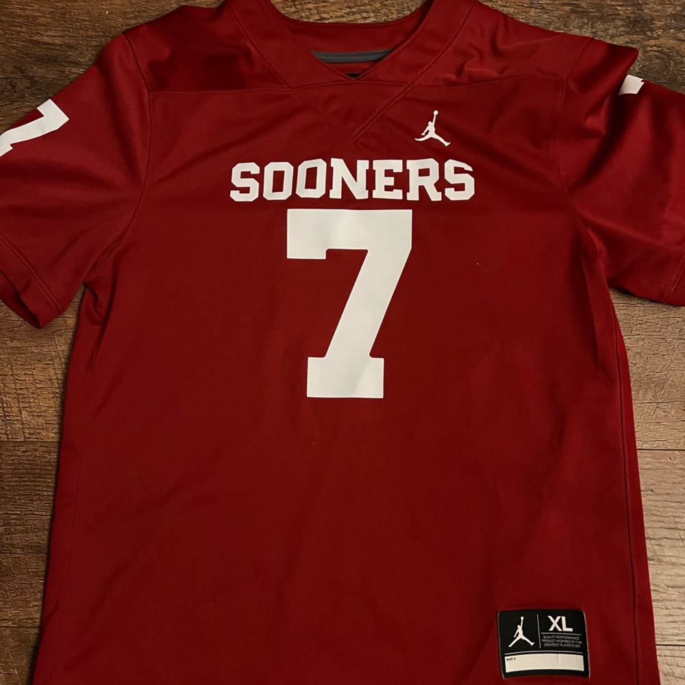 Jordan Red and White Sooners Youth Jersey (XL)